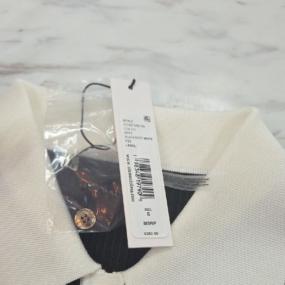 Alice + Olivia Womens Polo in Black and Cream - Picture 5 of 11